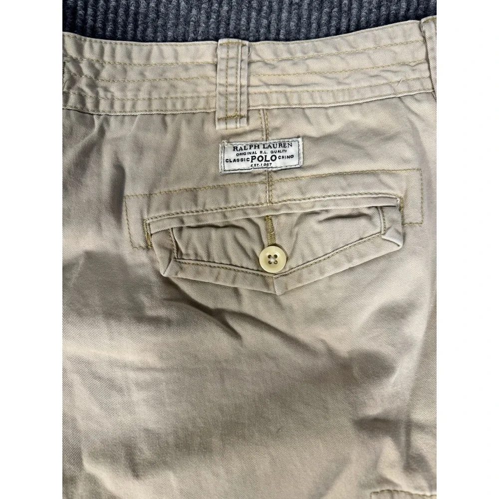 Polo Ralph Lauren Cargo Chino Shorts Mens 42 Khaki Baggy Relaxed Fit 11